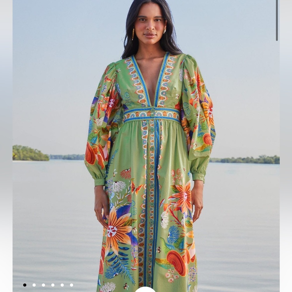 Farm Rio green bright yard maxi dress - Picture 3 of 10